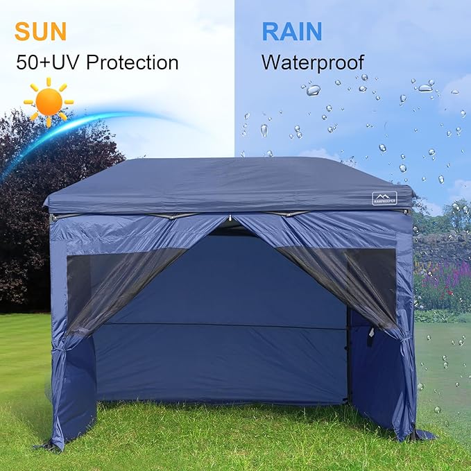 KAMPKEEPER 5pcs Sidewalls for 10X10 Commercial Instant Canopy Tent, Converts Canopies into Tent for Camping with Removable SUV Tailgate (Canopy Pole/Shelter NOT Included) (Blue)