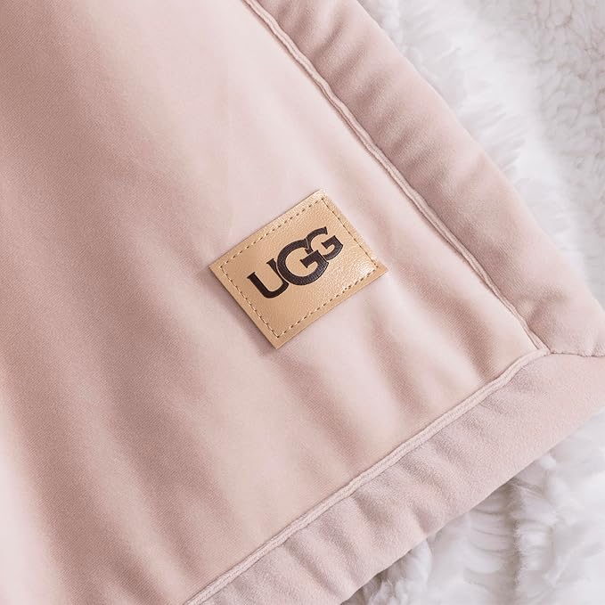 UGG Bliss Throw Blanket Plush Soft Fleece Fluffy Blankets for Bed or Couch Oversized Warm Reversible Machine Washable Medium Weight Home Decor Giftable Throw, 50-inch x 70-inch, Quartz Pink