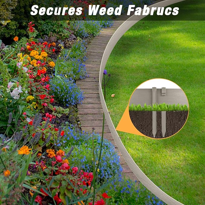 50-Pack 10 Inch Plastic Edging Nails Gray,Side-Insert Nylon Landscape Anchoring Spikes，Landscape Stake for Paver Edging, Weed Barrier& More