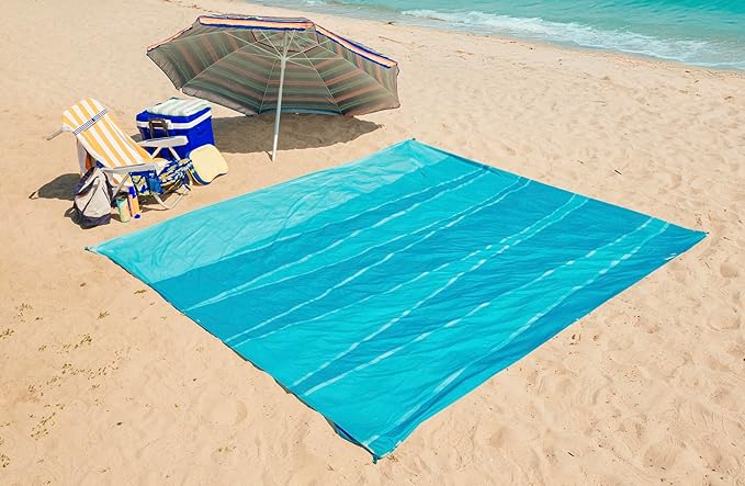 Ballast Beach Blanket – Sandproof & Waterproof, Extra Large Beach Mat with Compact Case, Quick Drying, Soft & Durable with Stakes & Corner Pockets to Stay Put in Wind