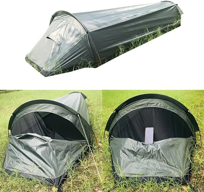 4 Season Polyester Rectangular Backpacking Tent, 1 Person, Waterproof, Breathable, Rainproof, Bivy Sack Included