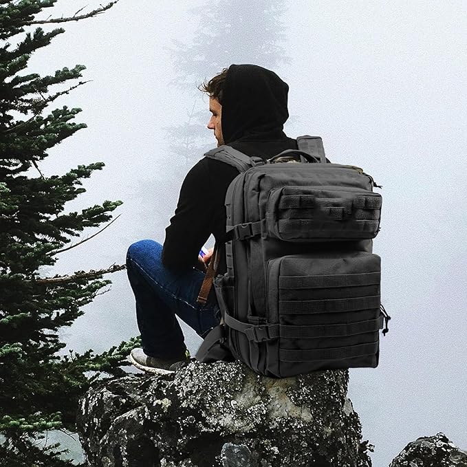 Zavothy 45L Military Tactical Backpack, Army 3-Day Assault Pack Bug Out Bag for Hiking Camping | Army, Bag, Large Rucksack, with Molle System