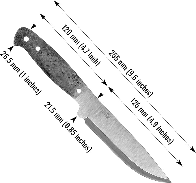 BPSKNIVES Blank Adventurer - Full-Tang Blank Knife for Knifemaking- Carbon Steel 1066 Blade - Scandinavian Scandi Grind Knife Blank - DIY Knives Making Blades