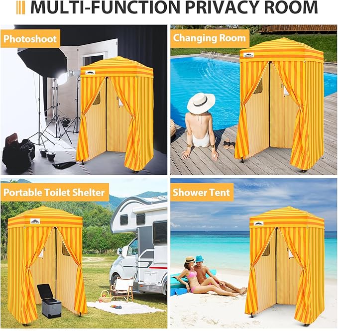 EAGLE PEAK Flex Ultra Compact 4x4 Pop-up Canopy, Sun Shelter, Changing Room, Portable Privacy Canopy Cabana for Pool, Fashion Photoshoots, or Camping, Yellow/Orange