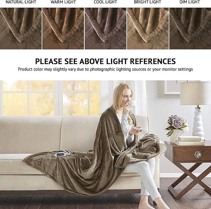 Beautyrest Heated Electric Blanket for Cold Weather, Fast Heating Heated Blanket, Auto Shut Off, Virtually Zero EMF, Multi Heat Setting, UL Certified, Mink King (90 inx100 in)