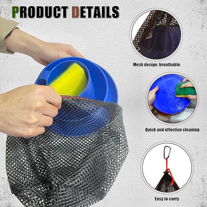 Scout Camping Mess Kit for 1 Person Boy Scout Dishes Set Girl Scout Mess Kit with Mesh Bag Reusable Light Weight Eating Utensils Plastic Camping Cutlery Set for Travel Camp