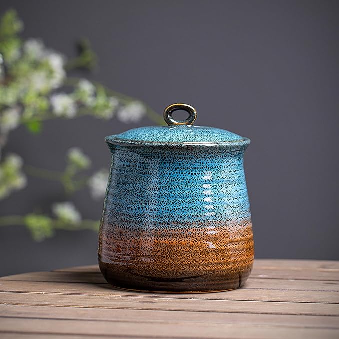 40 OZ Cookie Jar,Dog Treat Jar, Kitchen Canisters for Countertop for Food Storage Coffee, Tea,Flour, Beans, Spices, Nuts and More Ceramic Jar with Lid.