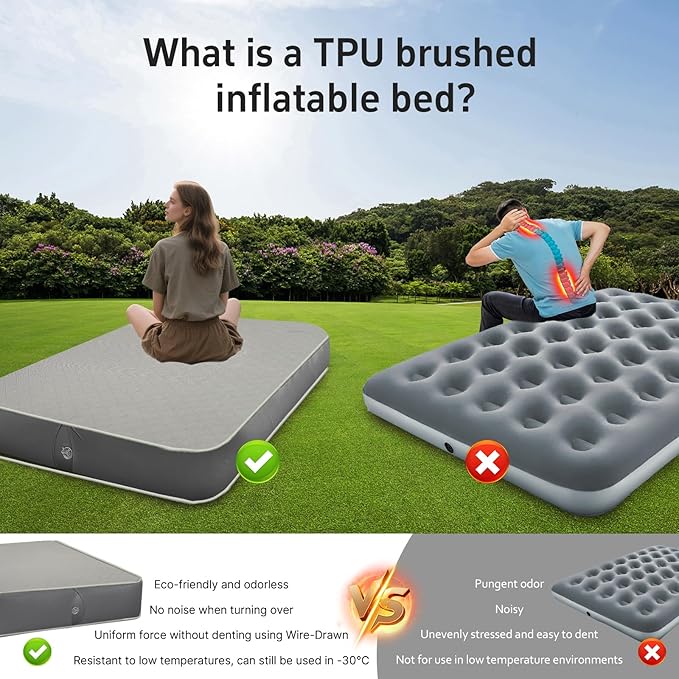 Portable TPU Wire-Drawn Inflatable Mattress - Quick Setup, Stable Sleep Surface, Indoor/Outdoor, Ideal for Travel & Home