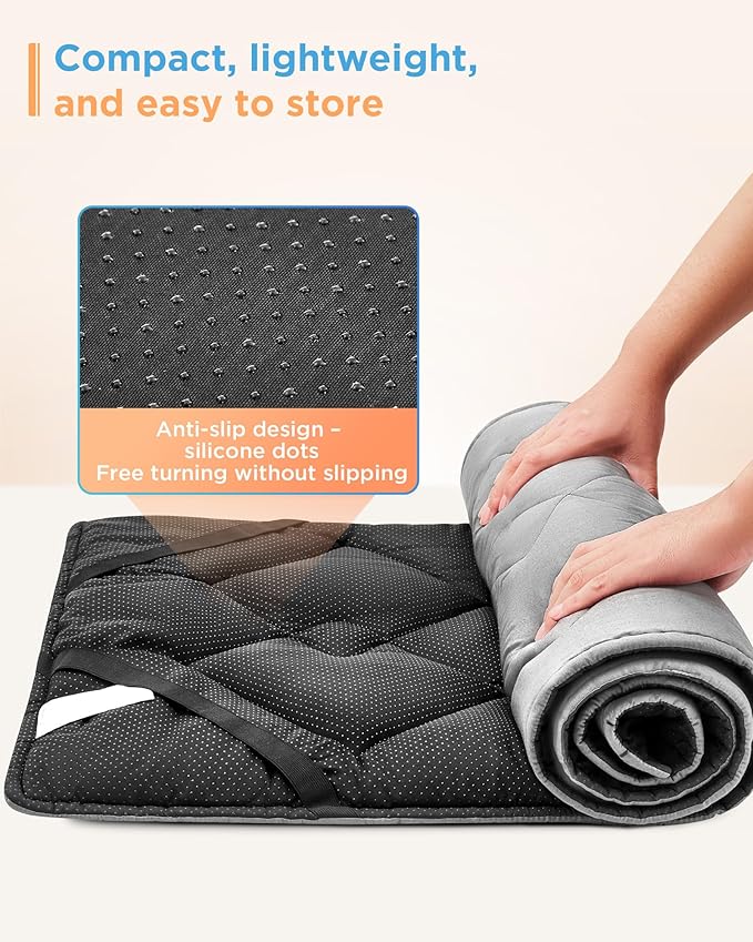 KingCamp Cot Mattress, Portable Lightweight Camping Sleeping Mat Soft Comfortable Non-Slip Cot Pad for Camp Cot, RV Bunk & Twin Beds (75" x 25" x 2", Gray)