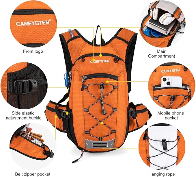 Hydration Backpack Cycling Backpack Women Running Backpack Water Backpack for Hiking Biking Backpack for Men Equipped with 2L Water Bag