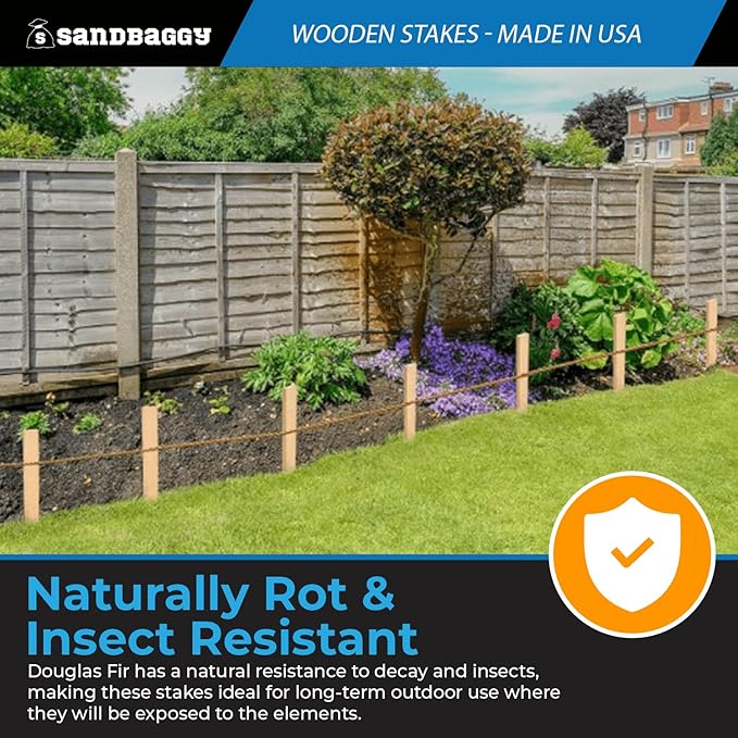 Sandbaggy 2 Ft Wood Stakes (1" X 3" X 24") - Made in The USA - 3" Extra Wide Stakes for Concrete Forms, Garden, Yard, Grading, Survey, Plants, Signs (Douglas Fir Wood, 1050)