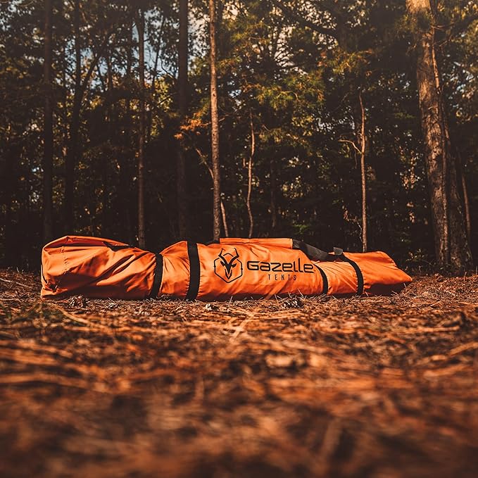 Gazelle T4 Waterproof 4 Person Portable Polyester Outdoor Pop Up Camping or Beach Tent with Removable Floor, Mesh Screens, and Rain Fly, Orange