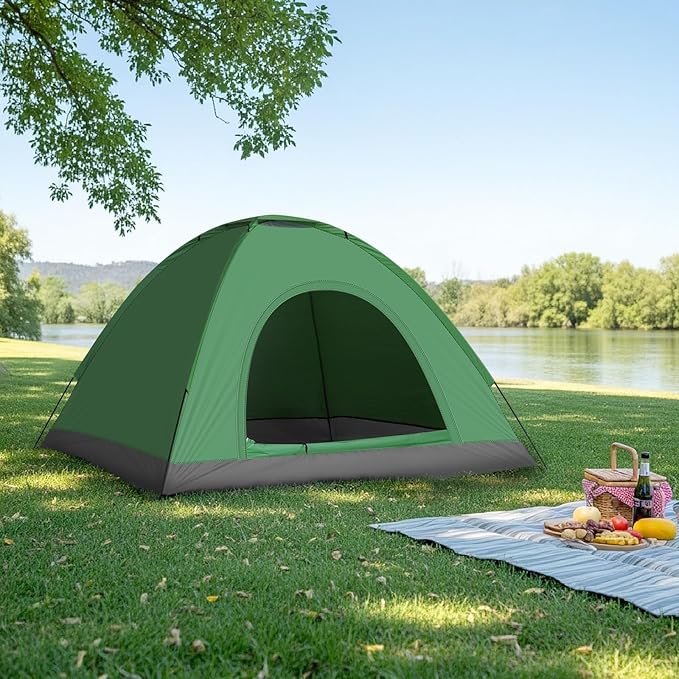 Outvita Camping Tent, 4 Person Dome Tents with Rainfly & Carrying Bag, Waterproof Easy Setup Tent with Mesh Windows for Camping & Hiking