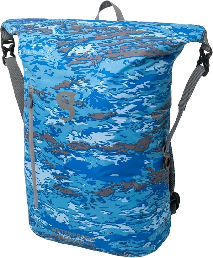 geckobrands Lightweight 30L Waterproof Backpack - Lightweight Watertight Outdoor Bag Hiking Traveling Light Water Activities