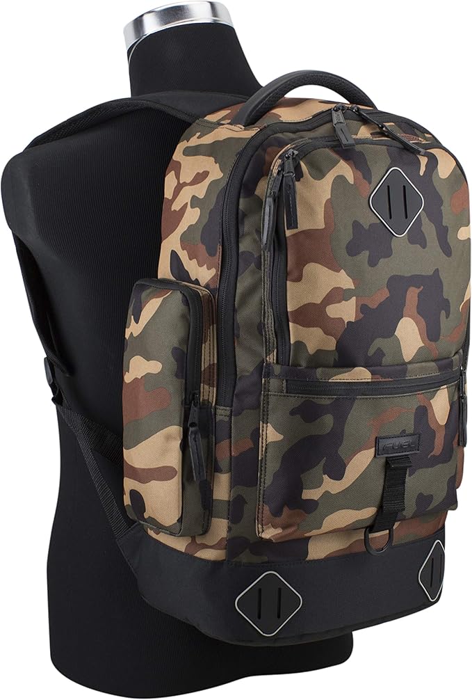 FUEL Everyday Hi-Tech Hiking Carry On Weekender Bag Luggage Rusksack Backpack, Camo/Black