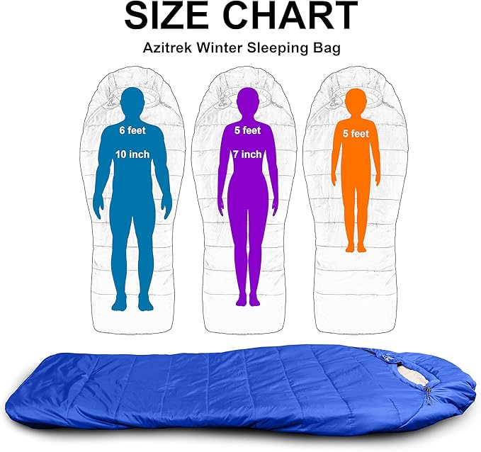 0 Degree Camping Sleeping Bags Mummy for Adults Youth | XXL Big and Tall 3-4 Season Warm and Cool Winter Cold Weather Sleeping Bag w. Compression Sack | Side Sleeper Friendly