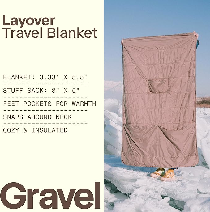 Gravel Layover Blanket – Compact, Down Alternative, 66" x 40", Designed in USA