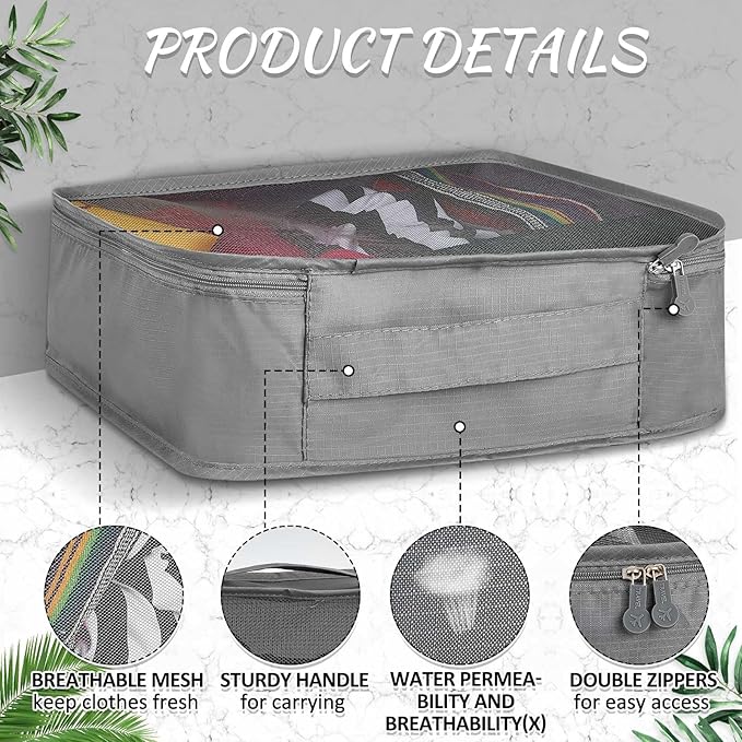 Silkfly 8 Pcs XL Packing Cube for Travel Luggage Organizer Suitcase High Capacity Large Packing Bag Bulk Reusable Mesh Travel Cube for Hiking Camping Accessory, 17.7 x 13 x 4.7 Inch (Gray)