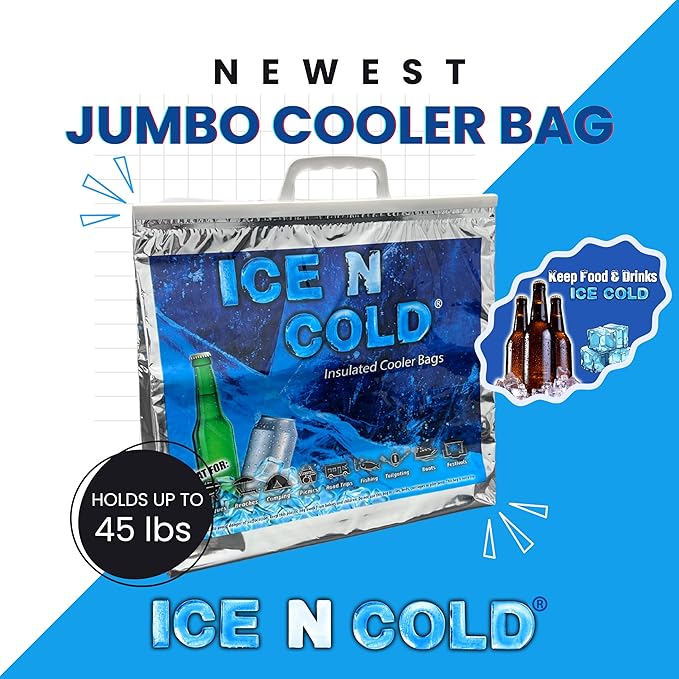 Insulated Cooler Bag - X-Large 40 lbs Capacity (Pack of 2) | Lightweight, Soft, Collapsible | Ideal for Groceries, Camping, Hiking, Beach, Travel