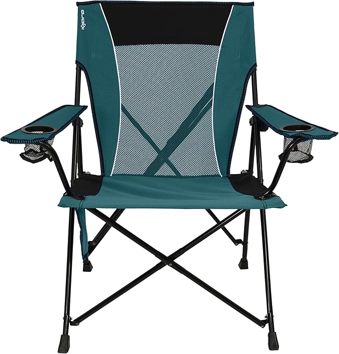 Kijaro Dual Lock Folding Camp Chair - Versatile Sports Chair With Locks Position for Outdoors - Cayman Blue Iguana
