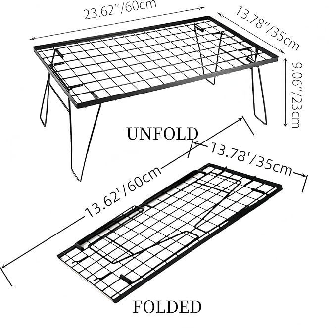 Foldable Multipurpose Stackable Storage Rack - Ideal for Camping, Indoor & Outdoor Use, 66lbs Load Capacity, Steel Construction