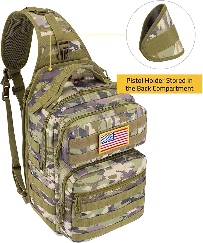 CVLIFE Tactical Sling Bag Backpack for Men Military Shoulder Sling Bag Molle Army Assault Detachable Tactical Bag with Bottle Holder Concealed Carry Daily Day Pack Work Bag for EDC Hiking, Auriclash