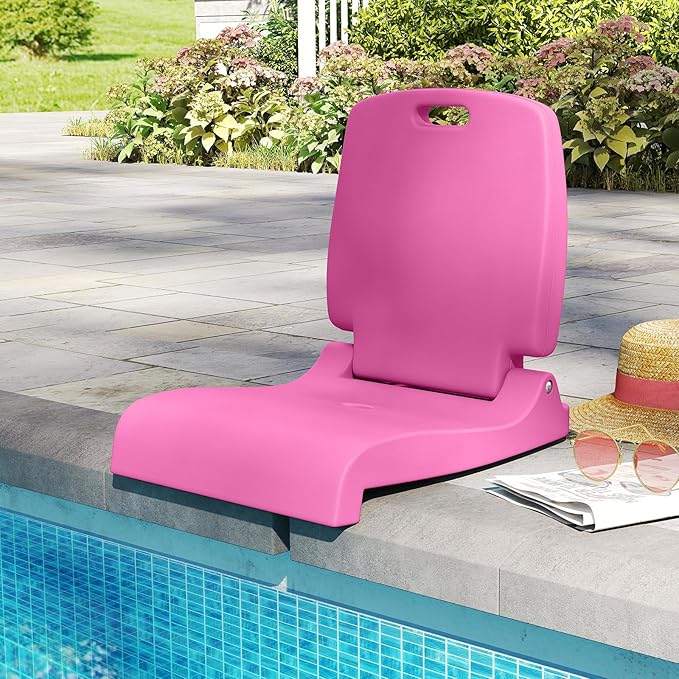 GYMAX 2 Pack Foldable Poolside Chairs for Edge of Pool, Portable Pool Chair with Handle, Drainage Hole, Lightweight Folding Flip Seat for Beaches, Camping, Fishing, Tailgating, Lawn (Bright Pink,2)