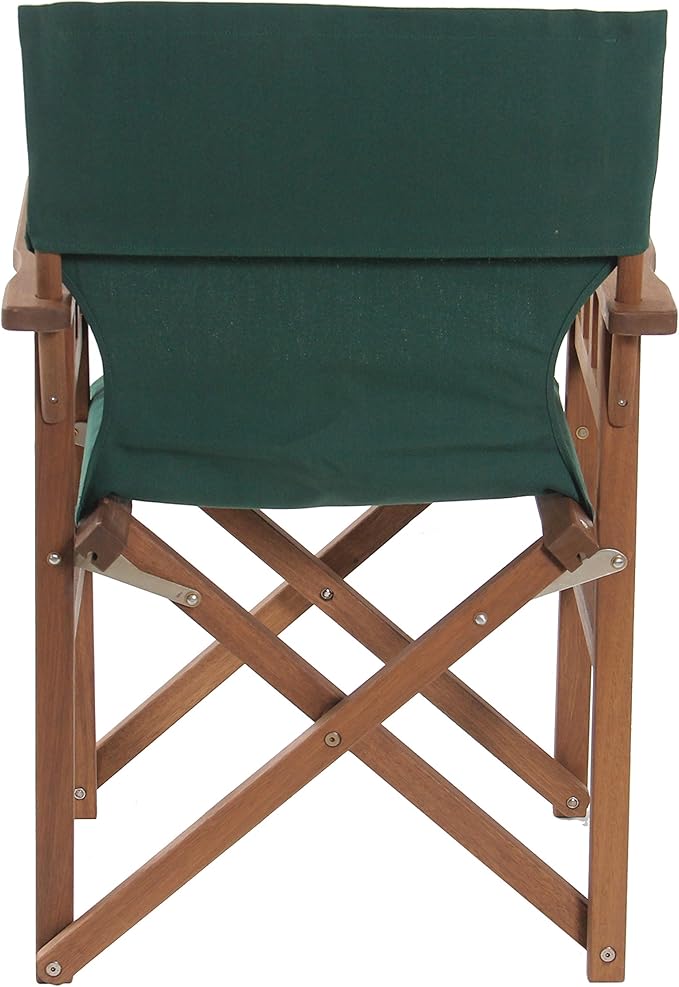 BYER OF MAINE Pangean Campaign Chair, Portable Hardwood Folding Chair with Heavy-Duty Canvas Seat Material. Ideal Patio, Deck & Camping Seat 20″D × 23″W × 36″H, 250 lbs Capacity, Green