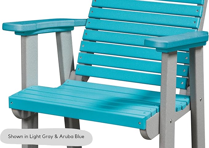 DutchCrafters Modern Horizontal Slat High Back Poly Outdoor Patio Chair (Black & Cedar)