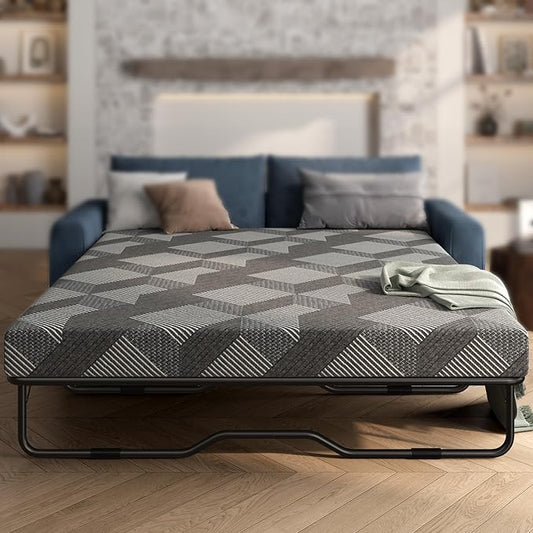 4 Inch Gel Memory Foam Sofa Mattress Queen Size, Mattress Replacement for Sleeper Sofa, Couch Bed, Guest Rooms, RVs & Boats, Grey