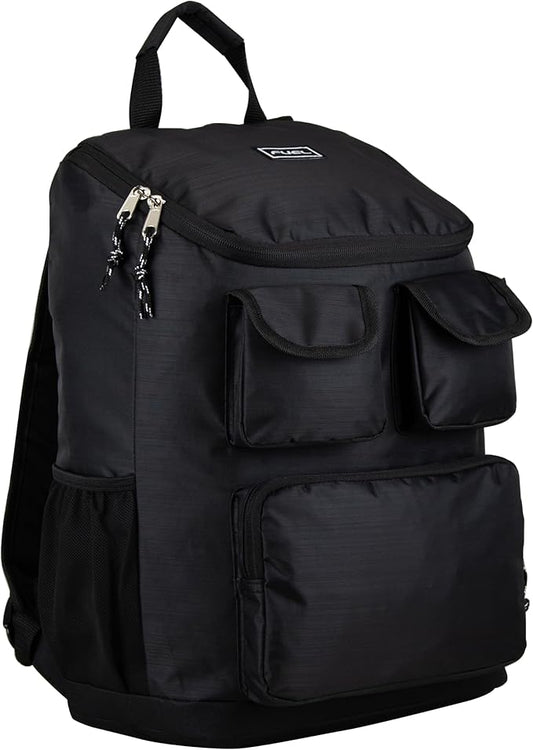 FUEL Storm Multi-Pocket Cargo Backpack with High Capacity Top-Loader Entry - Black