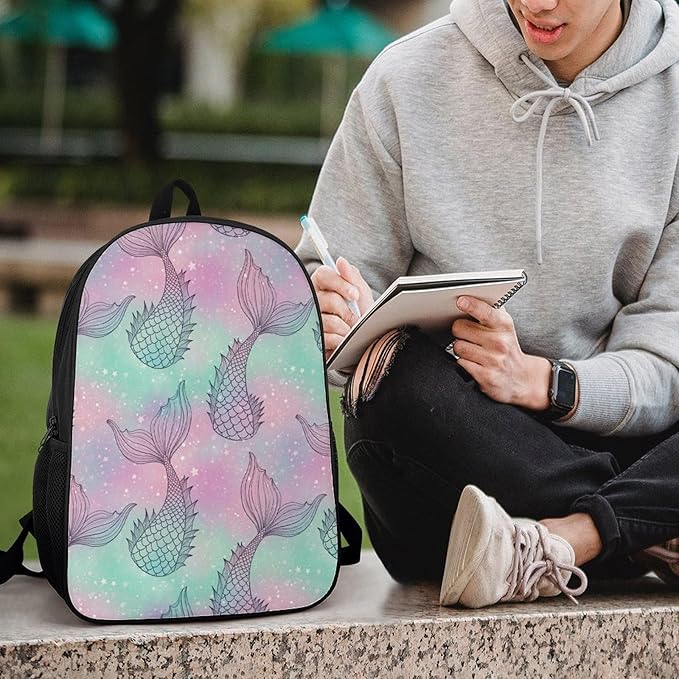 Stylish Outdoor Backpack Gym Bag with Large Capacity for College, Mermaid Tail College Bookbag