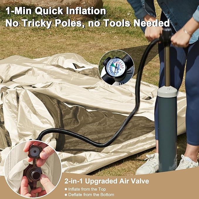 Inflatable Tents for Camping,Easy Blow Up Tent with Hand Pump,4 Seasons Waterproof Air Inflatable Camping Tent House for Family Weekend Camping