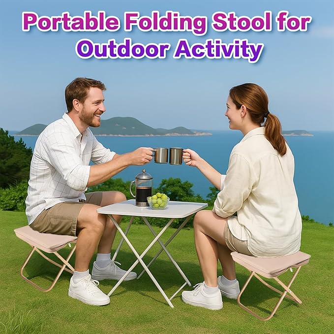 Baiao Camping Stool, Portable Folding Stool with Carry Bag, 13Inch Aluminum Alloy Bracket, 1.5lbs Lightweight, for Travel, Hiking, BBQ, Fishing, Beach(Khaki)
