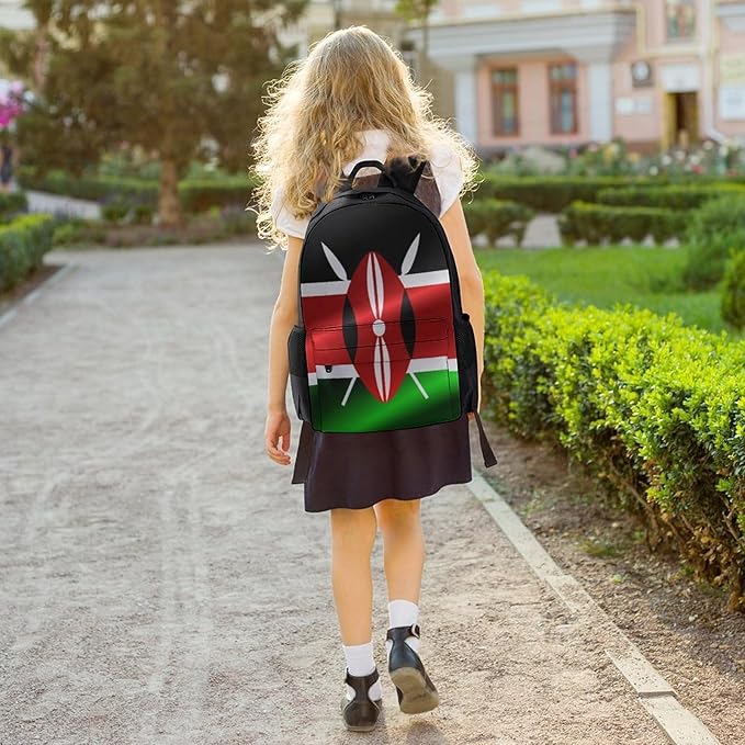 Lightweight Daypack Backpack for Sports Travel Running, Large Capacity Multipurpose Anti-Theft Bookbag, Flag Of Kenya Laptop Backpack Daypack