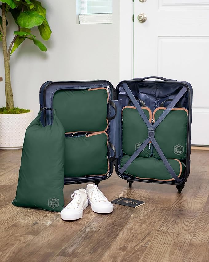 Compression Packing Cubes Set for Carryon Suitcases- Lightweight, Durable Clothes Organizer