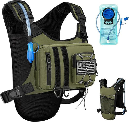 Outdoor Hydration Vest for Running & Hiking, Lightweight Breathable Water Backpack with 2.0L Bladder, Bounce-Free Chest Pack for Marathon, Cycling, Trekking for Men and Women