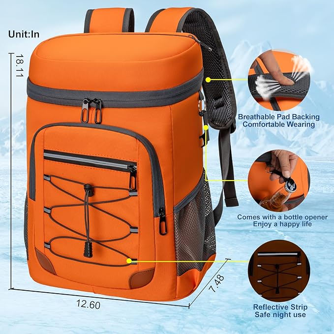 Backpack Cooler Insulated Leak Proof for Men Women 36 Cans Soft Cooler Backpack Insulated Waterproof Large Capacity Coolers Bag Portable for Lunch Camping Travel Picnic Hiking