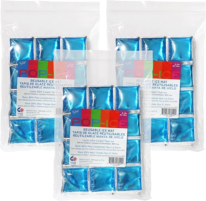 ICY-COOLS Reusable Ice Packs for Coolers - Flexible Ice Sheets, Flat and Long-Lasting for Camping or Lunch Boxes, 10x16 & 8x12, 1 or 3 Pack