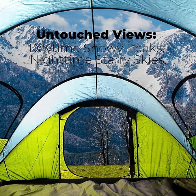 4 Person Easy Pop Up Tent, Waterproof, Automatic Setup,2 Doors-Instant Family Tents for Camping, Hiking & Traveling