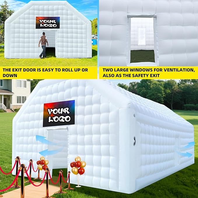 WARSUN Large White Inflatable Night Club 30x20x13Ft Inflatable Party Tent with Logo Area Disco Cube Gazebo Event House for Wedding Birthday Raves Dance Floor Yard Party Business