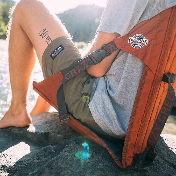 Crazy Creek HEX 2.0 Original Chair for Camping, Stadium Seating & More, on All Terrains, Adjustable Straps, Compact Design, Water-Resistant, Copper/Slate