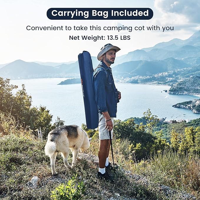 Goplus Folding Camping Cot with Carrying Bag, Portable Lightweight Outdoor Sleeping Bed for Adults Kids, 300LBS Weight Capacity, Heavy-Duty Camping Bed for Traveling