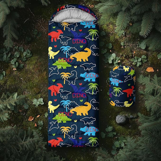 AILONEN Boys Sleeping Bag for Camping,Nautical Anchor,Lightweight & Waterproof,3 Season Warm & Cool Weather,Navy Blue Sleeping Bags for Kids Men Travelling,Outdoors