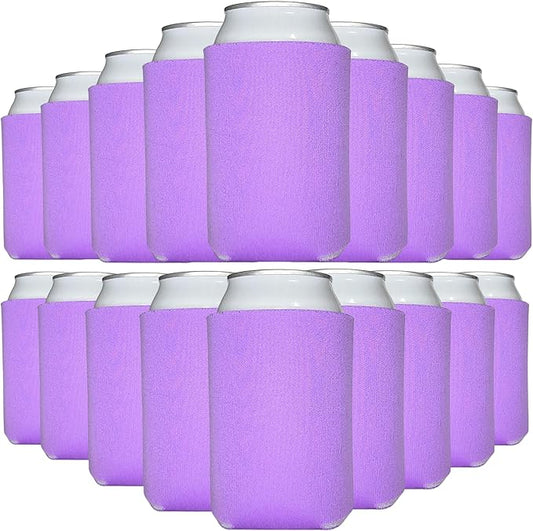 TahoeBay Blank Beer Can Cooler Sleeves (25-Pack) Bulk Sublimation Blanks for Vinyl Plain Soft Foam Can Sleeves Coolers for Soda Cans & Bottles Black, White, Assorted Solid Color (Orchid)