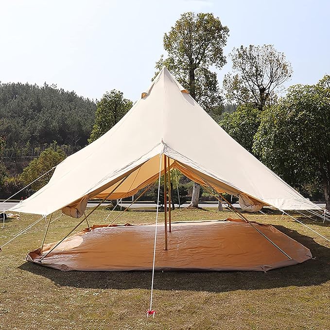 GeRRiT 900D Oxford Cloth Bell Tent, Outdoor Waterproof Yurt Bell Tent, Family Glamping Tents, 4 Season Outdoor Camping Tent, Three Doors and Six Windows, UPF50 UV Resistant, 1