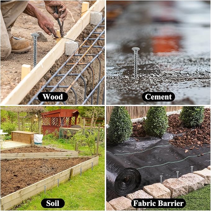 MIVIDE 16 Pack 12 Inch Galvanized Landscape Stakes, Heavy Duty Solid Metal Spikes, Landscape Anchoring Stake for Paver Edging, Artificial Turf, Weed Barrier, Tent