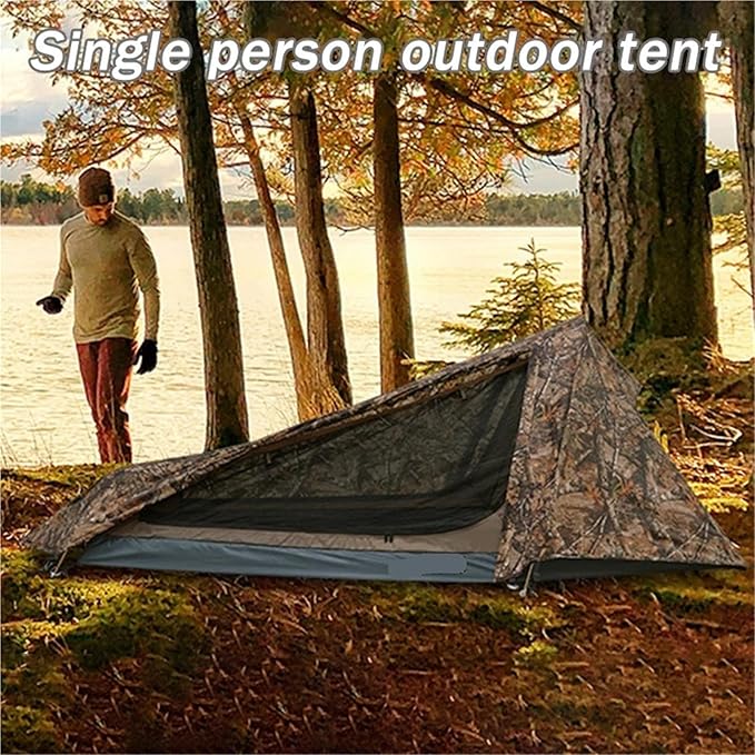 4-Season Ultralight Single Person Tunnel Tent - Waterproof Hiking Backpacking Sleeping Bag Camping Travel Shelter
