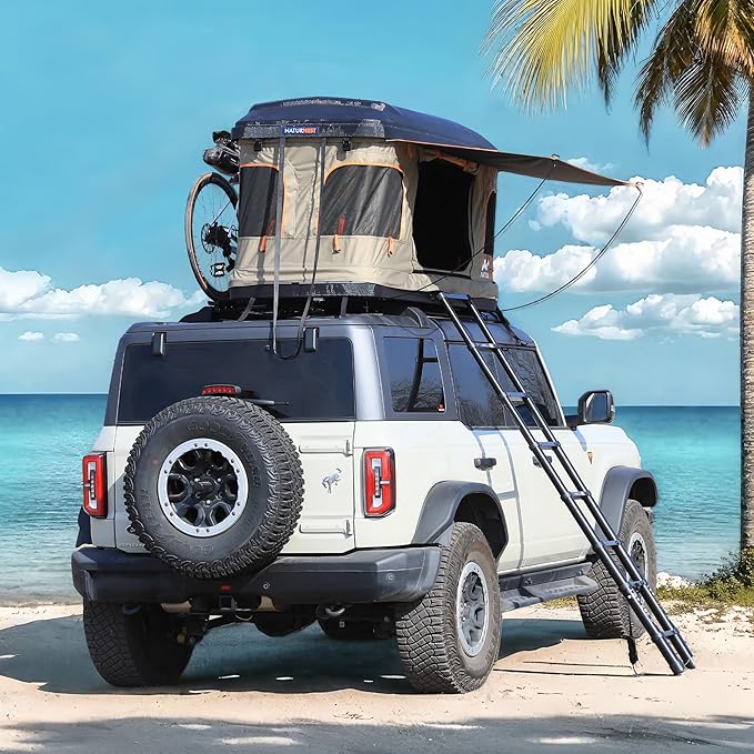 Naturnest Single Person Rooftop Tent, Great View Ventilation Tent for 1 Person Camping, Waterproof UV-Resistant Blackout 4 Season Tents for Pickup Truck, Jeep, SUV, Van, Trailer - Orion Mini