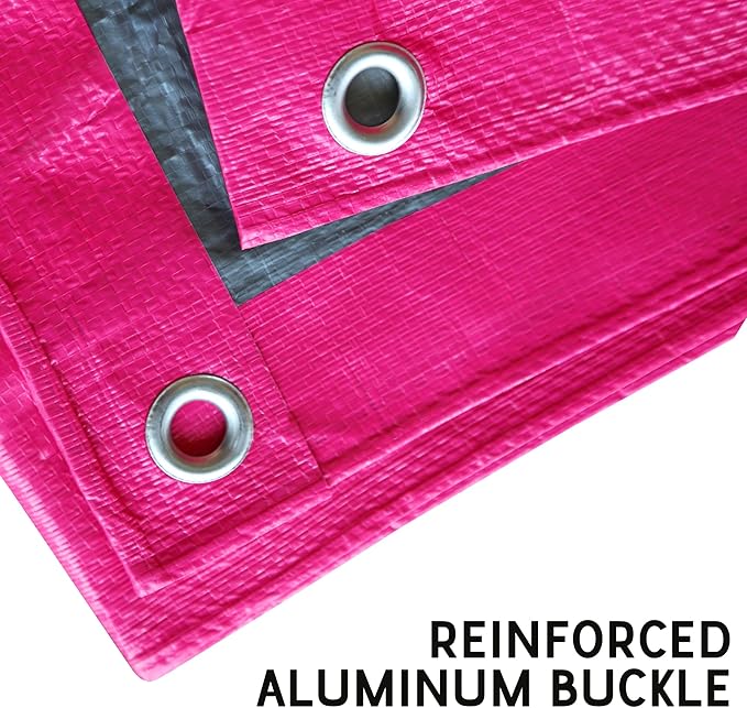 STARPYNG-7 Mil Pink/Silver 12x16 Feet Tarp-Multifunctional Waterproof Tarpaulin-Waterproof, UV Resistant, Rip and Tear Resistant, Poly Tarpaulin with Reinforced Edges for Cover